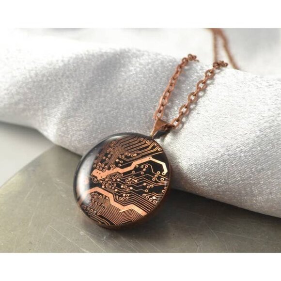 Jewelry - Circuit Board Necklace Copper Circle